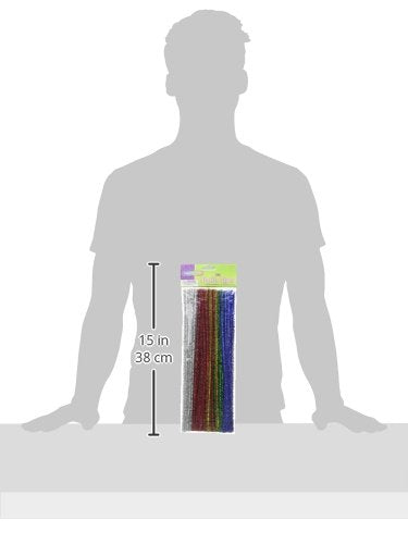 Chenille Kraft Jumbo Chenille Stems, Assorted Sparkle Color, 1/4 x 12 Inches, Set of 100, Model 085902