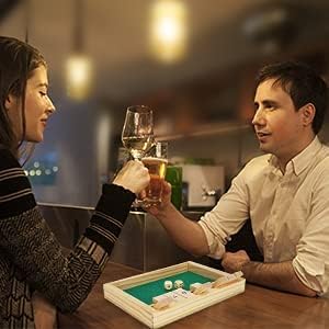 Win SPORTS Wooden Shut The Box Game - Dice Game 2 Player,Board Game,Classics Tabletop Version,Popular Pub Game,Math,Travel for K