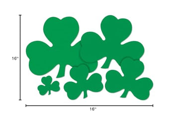 Beistle 24-Pack Decorative Printed Shamrock Cutouts, 16-Inch,Green