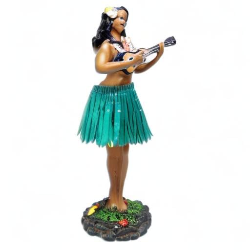 Kc Hawaii Leilani Dashboard Hula Doll Playing Ukulele Green 7 Inch