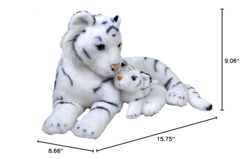 Wild Republic Mom & Baby White Tiger Plush, Stuffed Animal, Plush Toy, Gifts For Kids, Zoo Animals, 11''