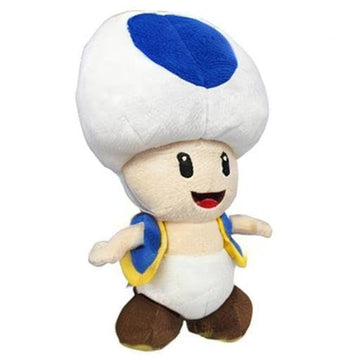 Little Buddy Super Mario All Star Collection Plush - 7" Blue Toad Stuffed Toy, Multicolor, Model 1588, Soft Plush Material