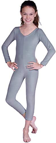 Girls Velvet Unitard Gray - Extra Small 3-4