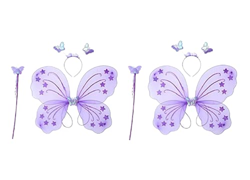 Ak Anolihk Nylon Fairy Butterfly Wings Costume For Baby Girl (2Pc Purple Wings)
