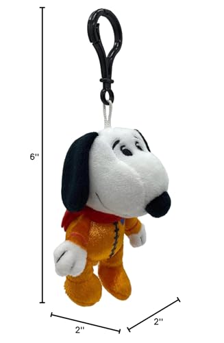 Snoopy In Space 4 Inch Plush Clip | Snoopy In Orange Astronaut Suit
