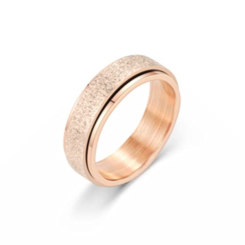 Vcmart Spinner Ring For Women Anxiety Relief 4Pcs 6Mm Stainless Steel Sand Blast Glitter Finish Rose Gold Silver Rainbow Black C