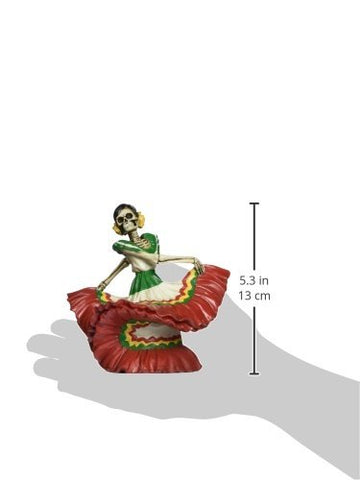 Skeleton Dod Dancing Senorita Red Figurine Decoration Collectible