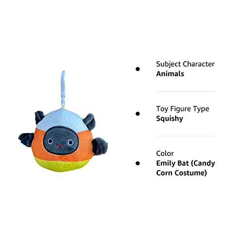 Squishmallow Official Kellytoy Halloween Squishy Soft Plush Toy Animals (Emily Bat (Candy Corn Costume), 3.5 Inch Clip)