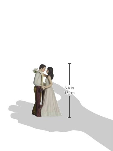 Rustic Couple Porcelain Figurine Wedding Cake Topper (Blush Dress)