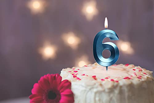 2.76 inch Blue 6 Birthday Candles,3D Number 6th Cake Topper for Birthday Decorations No 16 26 61 62 63 64 65 66 67 68