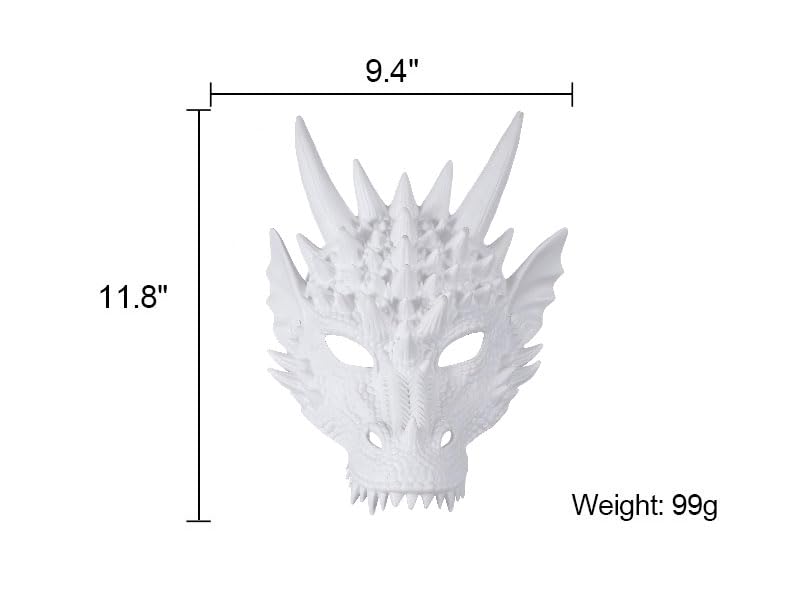 Himine Cosplay Mask Dragon'S Head Mask For Festival Party Halloween (White)