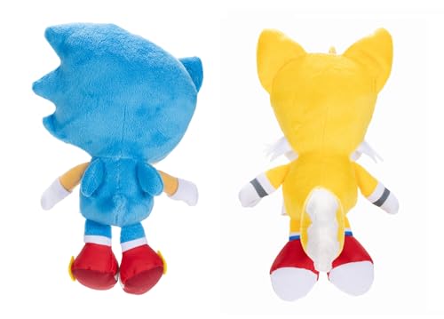 Sonic The Hedgehog 9" Plush 2-Pack - Collectible Stuffed Toys, Sonic & Tails, Polyester, Model 423664-PB