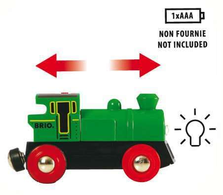 Brio World 33595 Engine Train - Battery Powered Wooden Toy For Kids | Forward & Reverse Movement | Illuminating Headlights | Ideal For Toddlers 3 Years & Up
