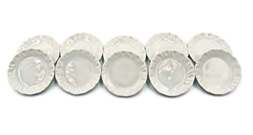 1shopforyou 10 x 30 mm.(3.ocm) White Scallop Plate Dish Dollhouse Miniature