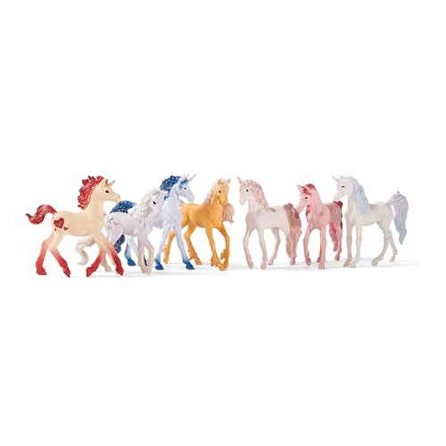 Schleich bayala 7-Piece Gemstone Collectible Unicorn Toy Set with 7 Unique and Collectible Toy Unicorns