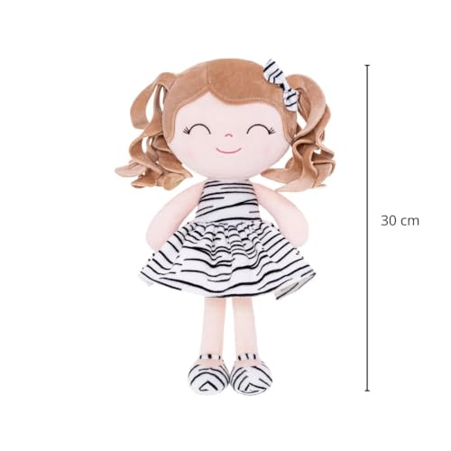 Gloveleya Baby Dolls Soft Snuggly First Baby Girl Gifts Plush Doll with Light Skin & Zebra Dress 12inches Animal Series