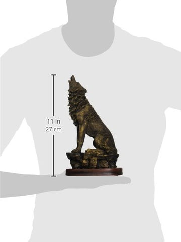 Stealstreet Ss-Ug-Py-4753 Bronzed Paint Howling Wolf Collectible Decoration Figurine Statue