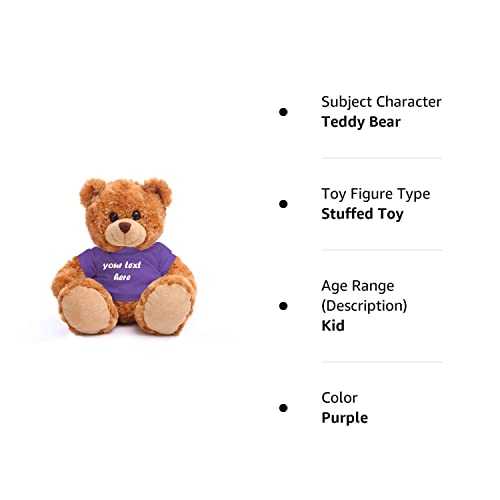 Plushland Teddy Bear 11 Inch, Stuffed Animal Personalized Gift - Great Present For Mothers Day, Valentine Day, Graduation, Birthday,Anniversary, Get Well,Christmas (Mocha Bear, Purple)