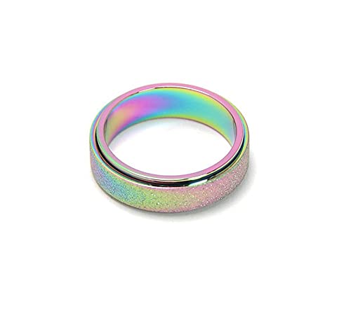 Vcmart Spinner Ring For Women Anxiety Relief 4Pcs 6Mm Stainless Steel Sand Blast Glitter Finish Rose Gold Silver Rainbow Black C