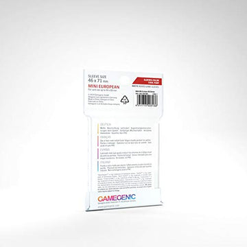 Prime Board Game Sleeves | Pack of 50 Extra-Clear Sleeves |46 by 71 mm Card Sleeves Optimized for Use with Mini European Card Games | enhanced Card Protection | FFG Ruby Color Code | Made by Gamegenic