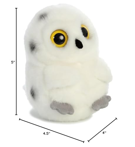 Aurora Round Rolly Pet Hoot Owl Stuffed Animal - White 5 Inches, Polyester, Model 16832 - Adorable On-The-Go Companion