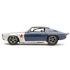 1973 Chevrolet Camaro Dark Blue Metallic With Gray Stripes And Winter Soldier Diecast Figure ''Marvel Avengers'' ''Hollywood Rid