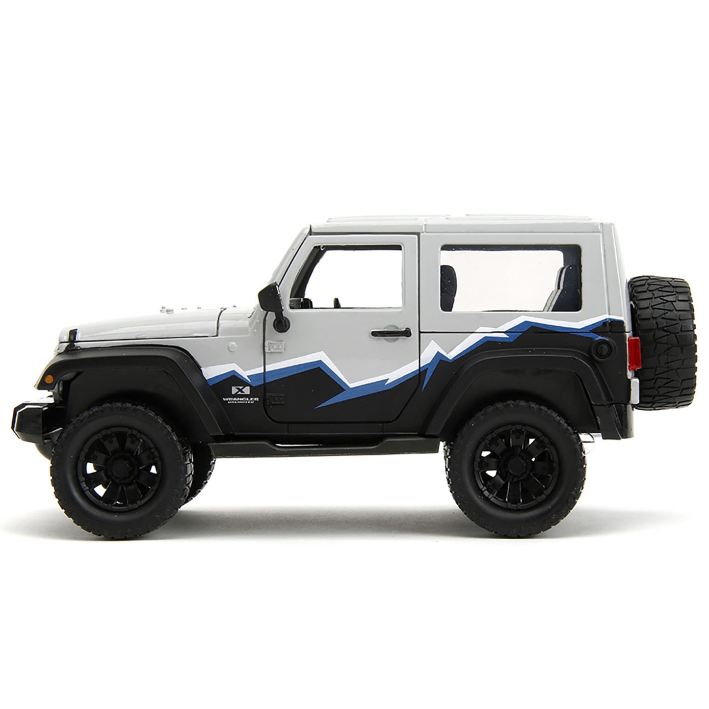 2007 Jeep Wrangler Gray and Black with Blue and White Stripes with Extra Wheels ''Just Trucks'' Series 1/24 Diecast Model Car by