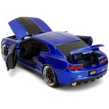 Jada Toys Big Time Muscle 1:24 Die-Cast Car - 2010 Chevy Camaro, Metal, Candy Blue, Model 34209