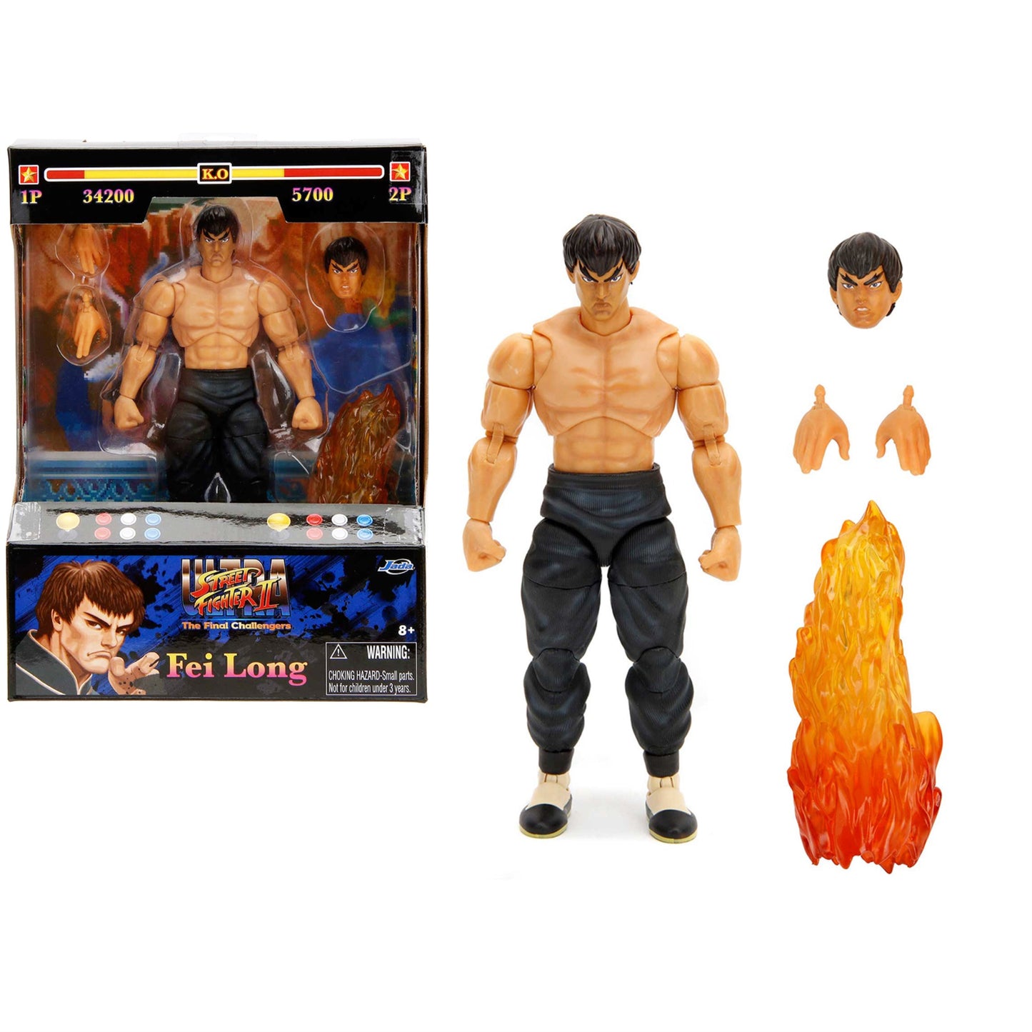 Fei Long 6'' Moveable Figure with Accessories and Alternate Head and Hands ''Ultra Street Fighter II: The Final Challengers'' (2017) Video Game model by Jada