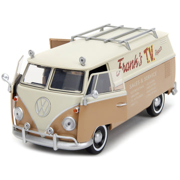 Volkswagen Bus ''Wheeljack'' Tan And Beige ''Frank'S Tv Repair'' And Transformers Logo Diecast Statue ''Transformers: Rise Of Th