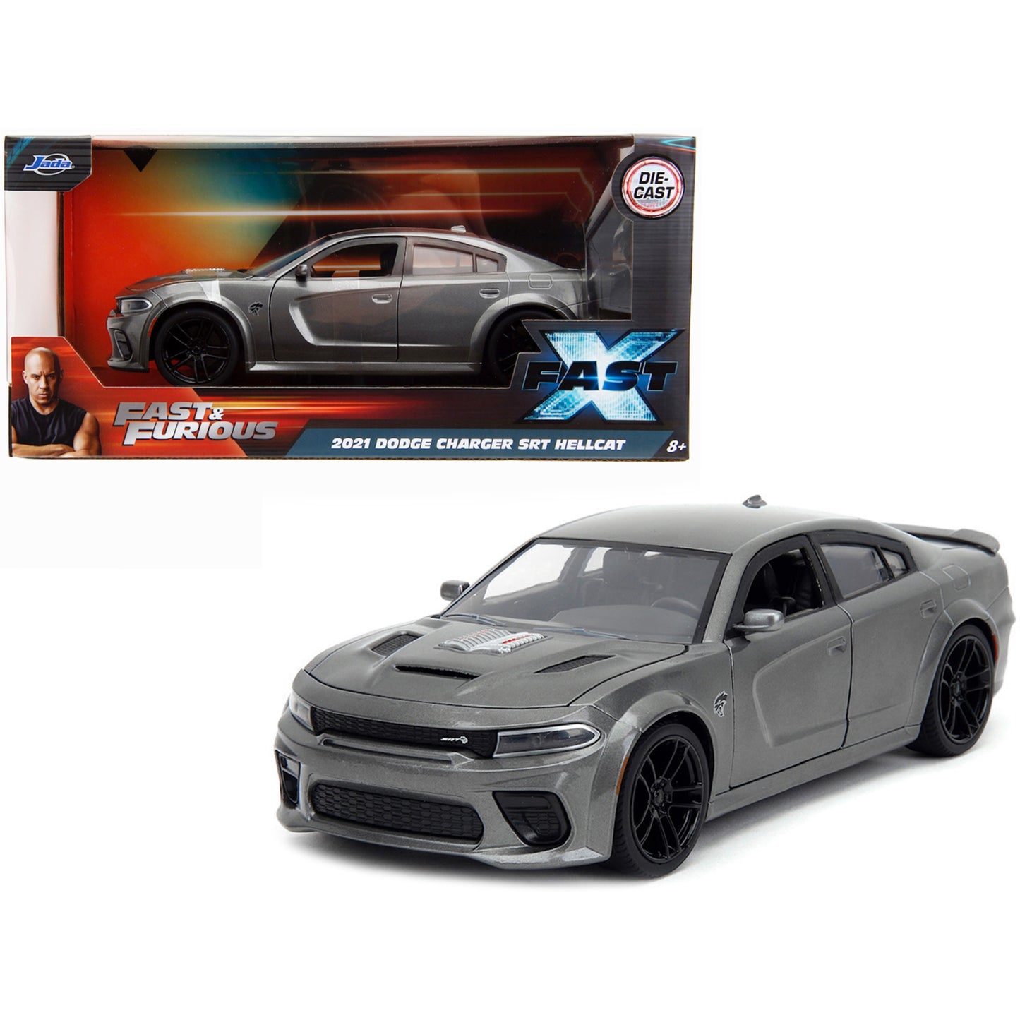 2021 Dodge Charger Srt Hellcat Gray Metallic ''Fast X'' (2023) Movie ''Fast & Furious'' Series 1/24 Diecast Model Car By Jada