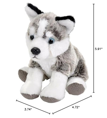 Wild Republic Pocketkins Eco Husky, Stuffed Animal, 5 Inches, Plush Toy, Made From Recycled Materials, Eco Friendly