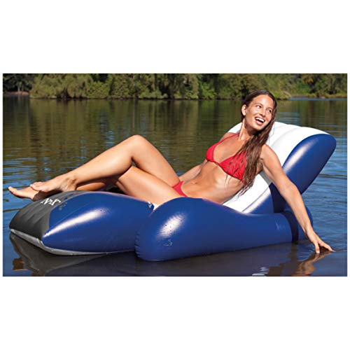 Intex Inflatable Lounge Pool Recliner Lounger Chair With Cup Holders - Heavy-Duty Float Raft For Adults, 220 Lb Capacity Large Floating Tanning Chair