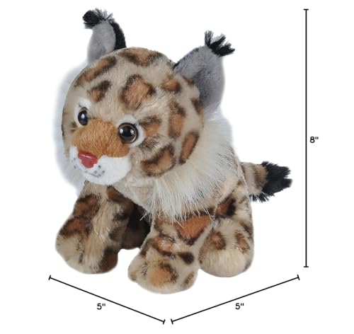 WILD REPUBLIC Bobcat Plush Stuffed Animal, 8" Cuddlekins, Multi, Polyester