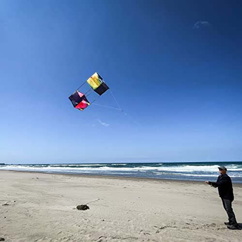 In the Breeze 3071 - Tie Dye Double Box Kite - Easy-Flying, Single-Line Colorful Kite; Kite Line Included