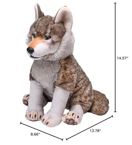 WILD REPUBLIC Plush Wolf Toy, 15" Size, Made from Recycled Materials, Model 27434