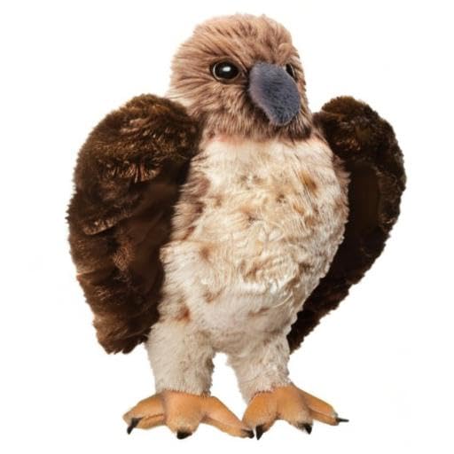 Douglas Red-Tailed Hawk Plush Stuffed Animal - 9" Tall, Brown/Cream/Tan Fur, Model 3759