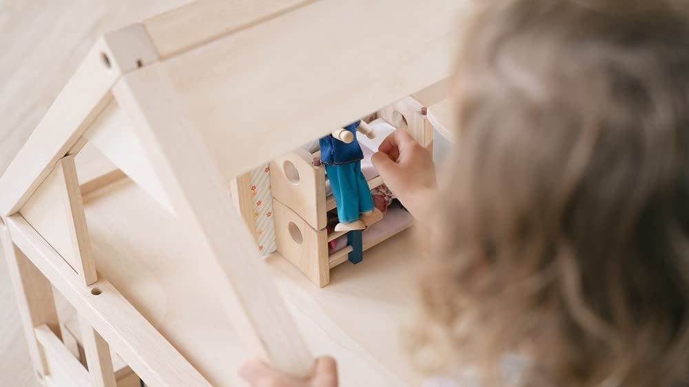 Plantoys Neo Line Of Wooden Dollhouse Furniture - Children'S Room (7304) | Sustainably Made From Rubberwood And Non-Toxic Paints