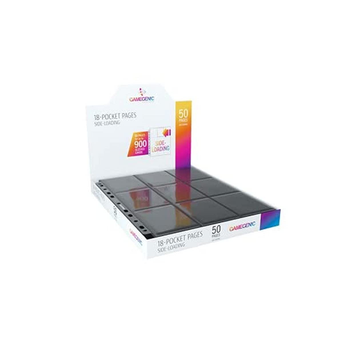 18-Pocket Pages Side-Loading (50 Pack) | Holds Standard And Japanese Cards | Durable Trading Card And Collectible Card Game Organizer | Optimized For Double-Sleeved Cards | Black | Made By Gamegenic