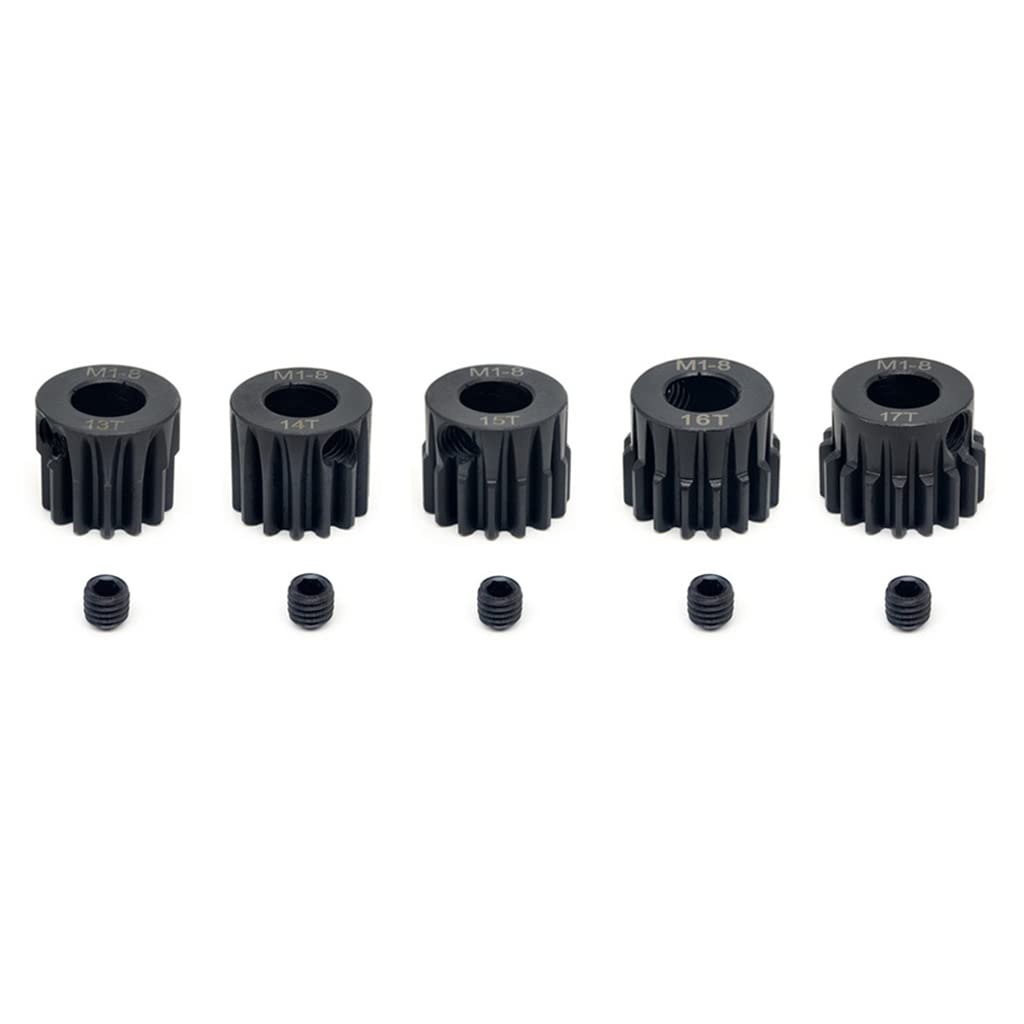 KingVal Replacement 5PCS M1 8mm 13T 14T 15T 16T 17T Steel Pinion Motor Gear Compatible with 1/5 RC Car Brushed Brushless Motor