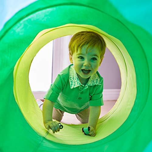 Lovevery Organic Cotton Play Tunnel - Collapsible 47.2"x18.5" for Indoor/Outdoor Fun, Multicolor, Ages 12+ Months, Model 9000002