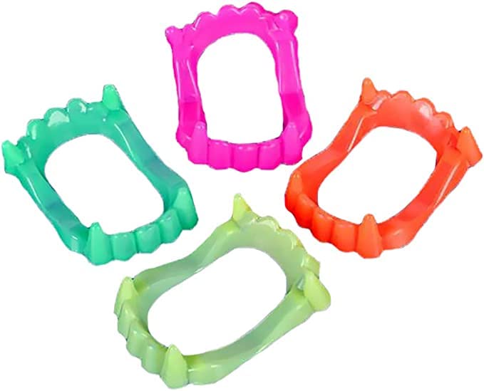 The Dreidel Company Halloween Teeth Neon Fangs Teeth, Costume, Funny Halloween Dress-Up, Pretend Play Decoration (100-Pack)