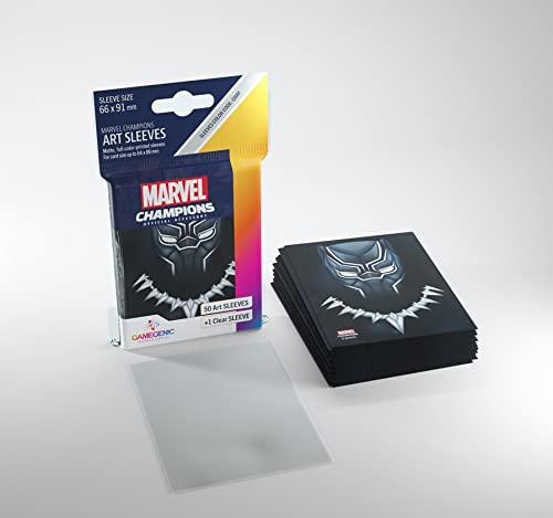 Gamegenic Marvel Champions The Card Game Official Black Panther Art Sleeves | Pack Of 50 Art Sleeves And 1 Clear Sleeve | Card Game Holder | Use With Tcg And Lcg Games | Made By Fantasy Flight Games