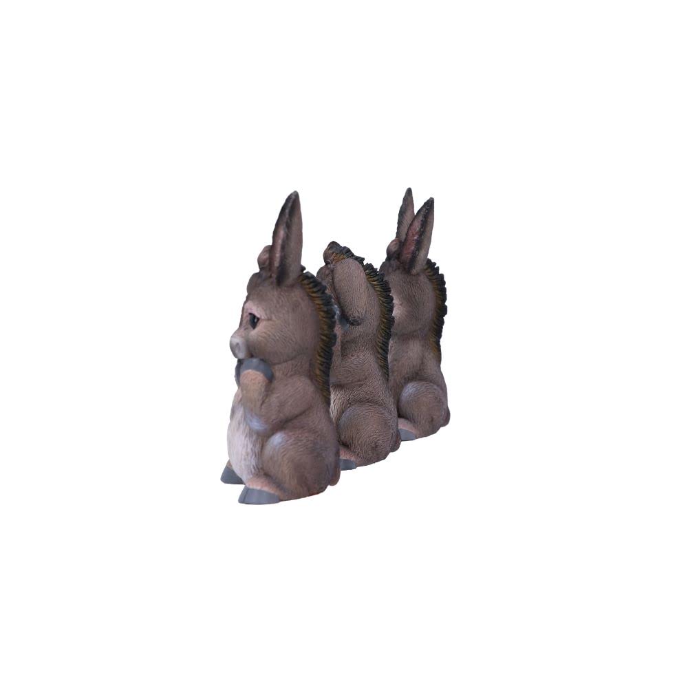Nemesis Now Three Wise See No Evil Hear No Evil Speak No Evil Figurines, Adorable Hand-Painted Resin Collectibles And Gift - Donkeys