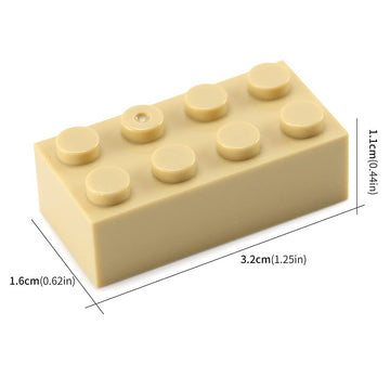 Feleph 100Pcs 2X4 Bricks Tan Parts Pieces Classic Building Kit Creative Set Basic Blocks Toy Accessories Compatible With 3001 Major Brands
