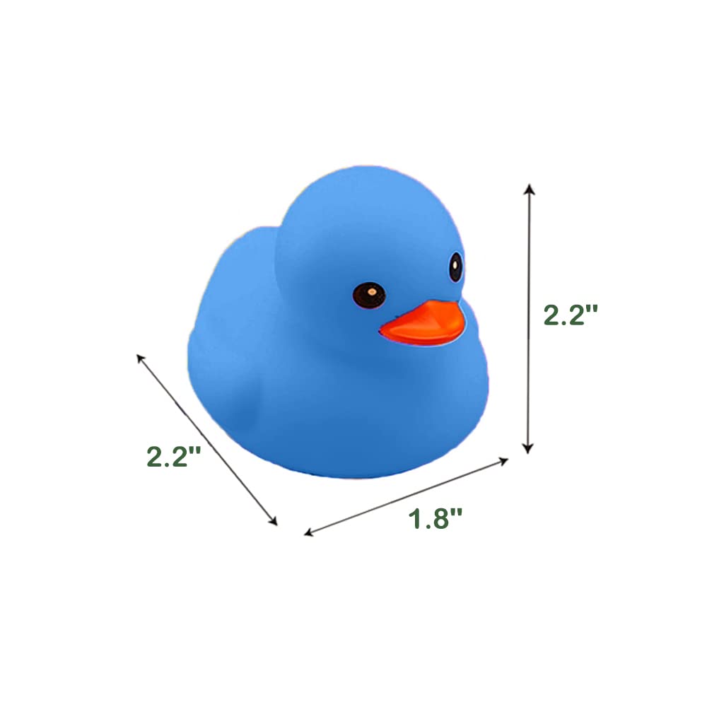 Bath Duck Toys 16 Pcs Blue Mini Rubber Ducks Squeak And Float Duckies Baby Shower Toy Party Decoration For Toddlers Boys Girls