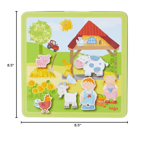 Haba Peter And Pauline Farm Animal Magnetic Activity Set, Toddler Busy Board & Toddler Car Activities With 4 Background Scenes F
