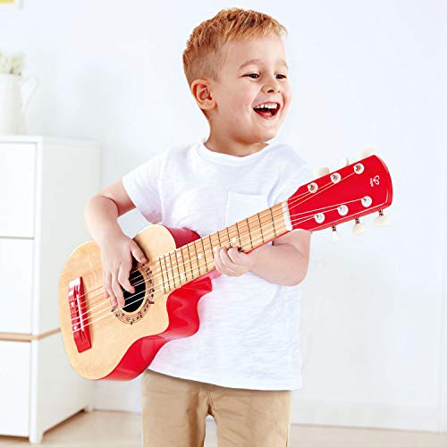 Hape Kid'S Flame First Musical Guitar| 26 Inch Musical Instrument With Vibrant Sound And Tunable Nylon Strings, Red
