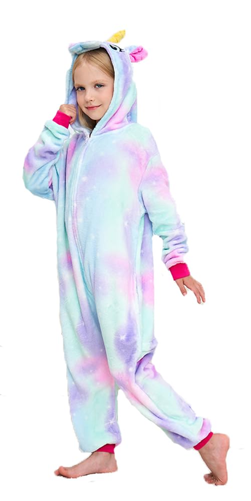 Uderui Kids Unicorn Onesie Pajamas One-Piece Cosplay Costume Animal Sleepwear Girls And Boys