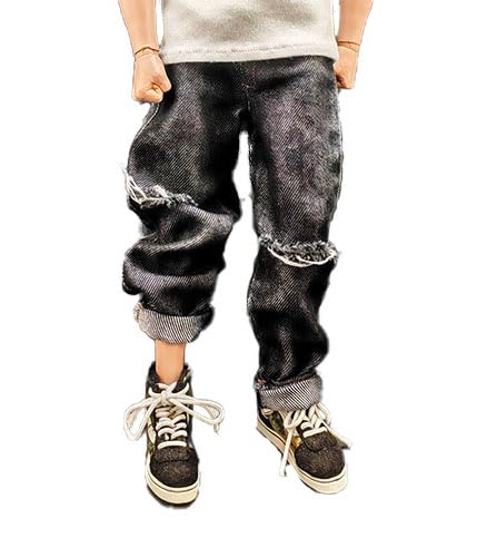 Meetoget 1/6 Scale Male Figure Doll Denim Ripped Jeans Pants Clothes For 12 Inch Action Figure Pm104Us,Ripped Black